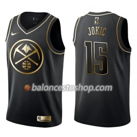 Camiseta Hombre NBA Denver Nuggets Nikola Jokic 15 Nike Negro Golden Edition Swingman